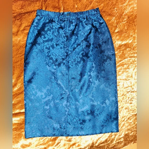 Scott McClintock Vintage 1980s Blue High Rise Floral Satin Mini Skirt - Picture 7 of 11